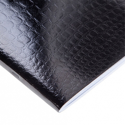 Тетрадь бумвинил А4 96л. скоба, офсет №1, клетка, ЧЕРНАЯ Metallic, тиснение CROCO, HA, 96Т4бвВ3