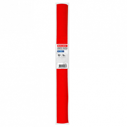 Бумага гофрированная/креповая, 32 г/м2, 50х250 см, красная, в рулоне, BRAUBERG, 126531