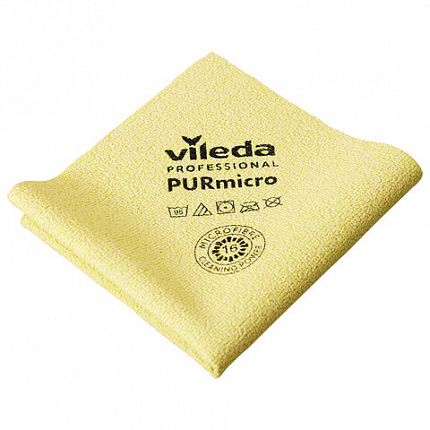 Салфетки VILEDA PROFESSIONAL "ПУРмикро Актив" КОМПЛЕКТ 5 шт., супервпитывание, микроволокно, желтый, 38х35 см, 174072