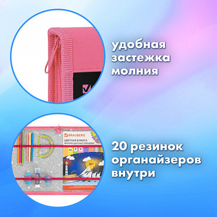 Папка на молнии BRAUBERG А4 с ручкой, с органайзером, 1 отделение, "Headphones", 273384