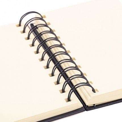 Скетчбук, слоновая кость 140 г/м2 90х140 мм, 80 л., КОЖЗАМ, гребень, BRAUBERG ART CLASSIC, черный, 116474