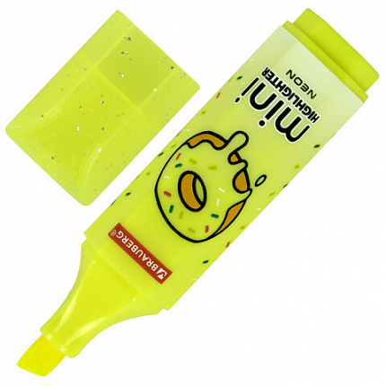 Текстовыделитель мини с принтами BRAUBERG "NEON", АССОРТИ В ПЛАСТИКОВОЙ БАНКЕ, 1-5 мм, 152535