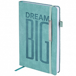 Ежедневник недатированный А5 138х213 мм BRAUBERG "BeStyle", под кожу, резинка, держатель, 160 л., сине-зеленый, 116218