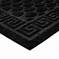 Коврик придверный 60х90 см, ЧЕРНЫЙ, грязезащитный, 430 г/м2, ПОЛУКРУГ, фактурный рисунок ЧЕШУЙКИ, ЛЮБАША, 701051