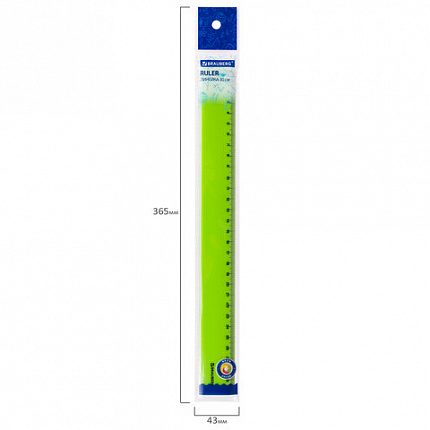 Линейка пластиковая 30 см BRAUBERG "NEON", непрозрачная, ассорти, 210751