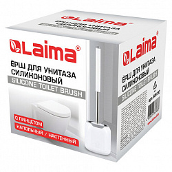 Ершик для унитаза силиконовый ROUND TYPE напольный / настенный с креплением и пинцетом LAIMA, 608133