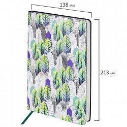 Ежедневник недатированный А5 (138х213 мм), BRAUBERG VISTA, под кожу, гибкий, фольга, 136 л., "Forest", 112029