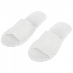 Тапочки одноразовые махровые "Классик" открытые, 1 пара, размер 38-42, белые, SMZ