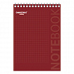 Блокнот А5, 146х205 мм, 80 л., гребень, картон, подложка, клетка, ОФИСМАГ, красный, 129869