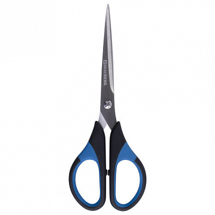 Ножницы BRAUBERG "Office-Expert" 170 мм, сине-черные, резиновые вставки, 3-х сторонняя заточка, 231561
