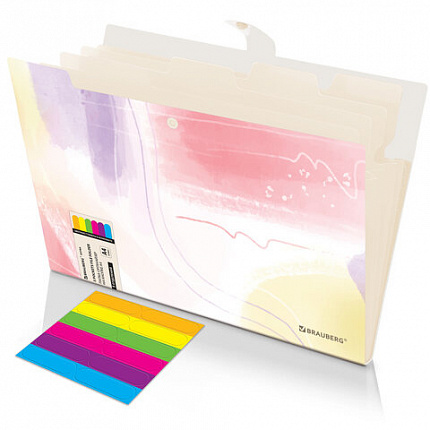 Папка-органайзер на кнопке 5 отделений, BRAUBERG "Extra", А4, пастельные узоры, 274100