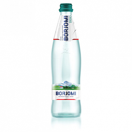 Вода ГАЗИРОВАННАЯ минеральная BORJOMI 0,33 л, стеклянная бутылка