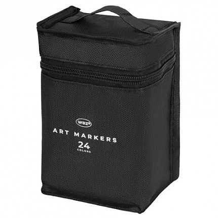 Маркеры для скетчинга двусторонние, НАБОР 24 шт., базовые цвета, в чехле, WBZ, 152571