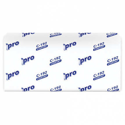 Полотенца бумажные 250 шт., PROtissue (H3) COMFORT, 1-слойные, белые, КОМПЛЕКТ 20 пачек, 22х21 см, V-сложение, С192, C192