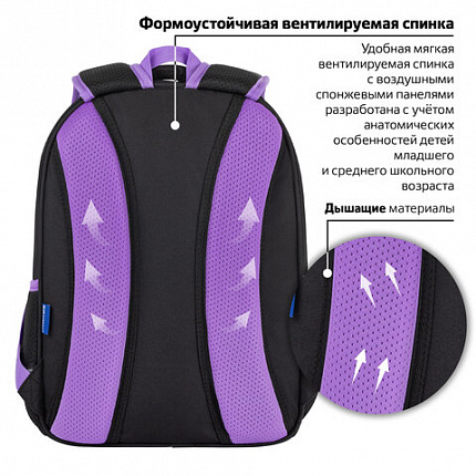Рюкзак BRAUBERG OPTIMA, 2 отделения, с брелоком, "Сияющий единорог", 36х27х18 см, 273157