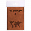 Обложка для паспорта "Passport Map", мягкая экокожа, коричневая, STAFF, 238876
