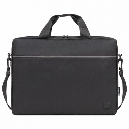 Сумка портфель BRAUBERG PRACTICAL с отд. для ноутбука 15,6", Grey line, черная, 29х40х7 см, 272604