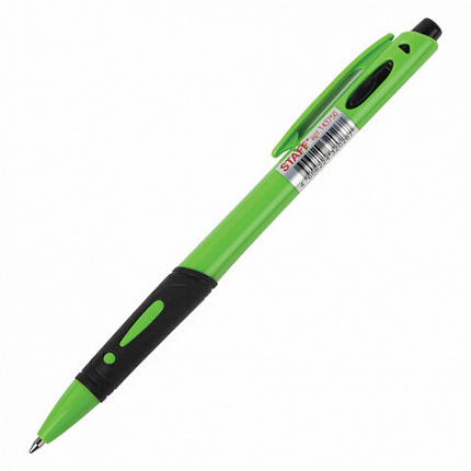 Ручка шариковая автоматическая с грипом STAFF "BP-16 Neon", СИНЯЯ, ассорти, линия письма 0,35 мм, 143750