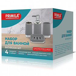 Набор аксессуаров для ванной комнаты, 4 предмета, белый/хром, пластик, PRIMILA (ПРИМИЛА), 700116