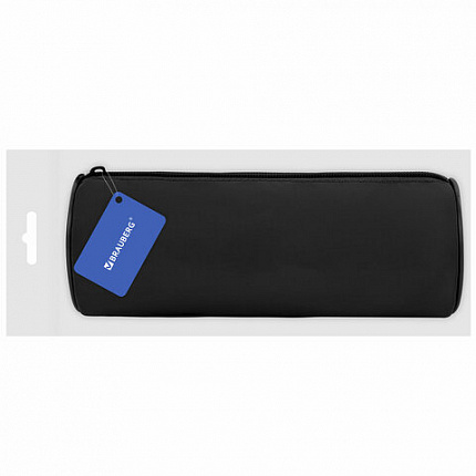 Пенал-тубус BRAUBERG, с эффектом Soft Touch, мягкий, Pure black, 272302