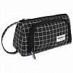 Пенал-косметичка BRAUBERG с ручкой, 1 откидная планка, полиэстер, 22x10х8 см, "Клетка", 271559