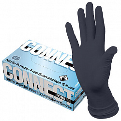 Перчатки нитриловые смотровые CONNECT ULTRA BLACK, 50 пар (100 шт.), размер M (средний), черные, CON-UB-INT-02
