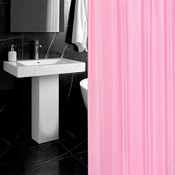 Шторка для ванной ПОЛИЭСТЕР, 180х200 см, кольца в комплекте, РОЗОВЫЙ БРИЛЛИАНТ, PRIMILA (ПРИМИЛА), 700098