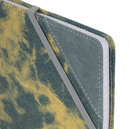 Блокнот А5 135x210мм BRAUBERG Denim, ткань/экокожа, резинка, держатель, 80л клетка, синий, 117139