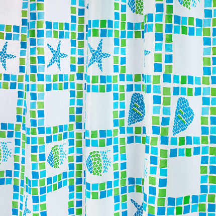 Шторка для ванной PEVA, 180х180 см, кольца в комплекте, дизайн ассорти, МОРЕ, PRIMILA (ПРИМИЛА), 700074