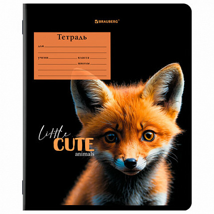 Тетрадь 12 л. BRAUBERG, клетка, обложка картон, CUTE ANIMALS, 107266