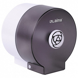 Диспенсер для бытовой туалетной бумаги LAIMA, КРУГЛЫЙ, тонированный серый, 605046