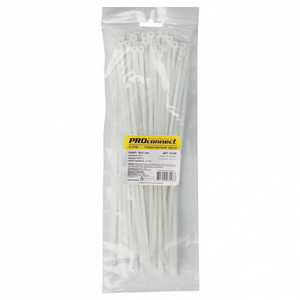 Хомуты (стяжки), нейлоновые, 3,6 мм х 300 мм, комплект 100 шт., белые, европодвес, 57-0300