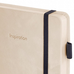 Ежедневник недатированный А5 138x213 мм, BRAUBERG "Velvet", резинка, держатель, 160 л., бежевый, 116244