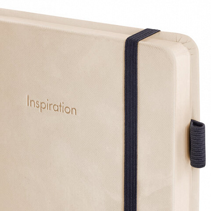 Ежедневник недатированный А5 138x213 мм, BRAUBERG "Velvet", резинка, держатель, 160 л., бежевый, 116244