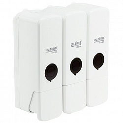 Дозатор тройной 3 х 0,3 л для жидкого мыла/шампуня/геля LAIMA PREMIUM, НАЛИВНОЙ, белый, 609500