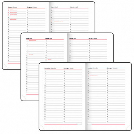 Ежедневник недатированный А5 138x213 мм BRAUBERG "Waves" под кожу, застежка 160 л., черный/красный, 111876