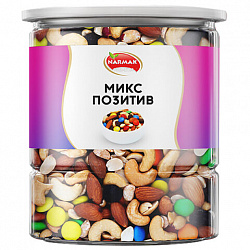 Смесь орехов NARMAK "Микс Позитив" (миндаль, кешью, арахис, изюм, шоколадное драже), 500 г, 00-00000142