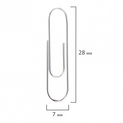 Скрепки ОФИСМАГ, 28 мм, никелированные, 100 шт., в картонной коробке, Россия, 222094