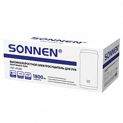 Сушилка для рук ВЫСОКОСКОРОСТНАЯ SONNEN HSD-A1688, 1800 Вт, погружного типа, 90 м/с, IPX4, пластик, серебристая, 701864