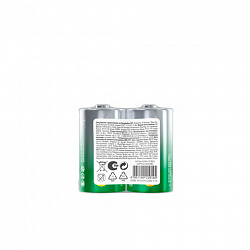 Батарейки КОМПЛЕКТ 2 шт., GP Super G-Tech, D (LR20, 13А), алкалиновые, в пленке, 13AA21RA, 13AA21RA-2CRS2