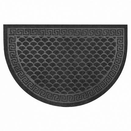 Коврик придверный 60х90 см, СЕРЫЙ, грязезащитный, 430 г/м2, ПОЛУКРУГ, фактурный рисунок ЧЕШУЙКИ, ЛЮБАША, 701052