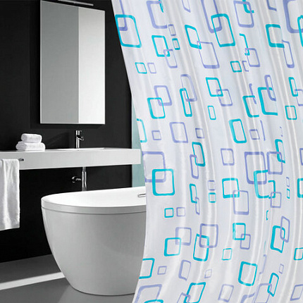 Шторка для ванной ПОЛИЭСТЕР, 180х180 см, кольца в комплекте, ФИГУРЫ, PRIMILA (ПРИМИЛА), 700081