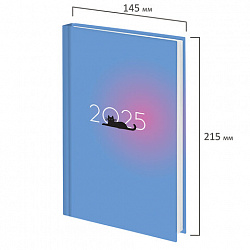 Ежедневник датированный 2025 145х215 мм, А5, STAFF, ламинированная обложка, "Котик", 116031