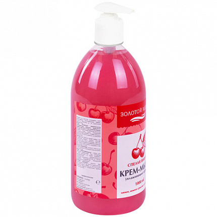 Мыло-крем жидкое 1 л, ЗОЛОТОЙ ИДЕАЛ "Спелая вишня", дозатор, 609428