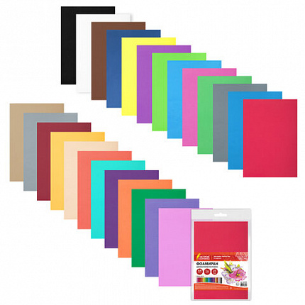 Пористая резина/фоамиран А4, 1 мм, НАБОР, 25 листов, 25 цветов, яркие цвета, ОСТРОВ СОКРОВИЩ, 665098