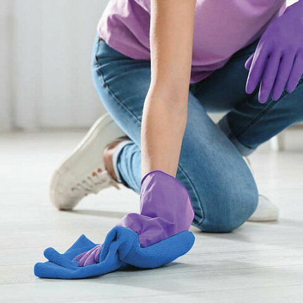 Тряпка для мытья пола, ПЛОТНАЯ микрофибра, 70х80 см, синяя, 220 г/м2, ЛЮБАША "ПЛЮС", 606309