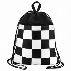 Мешок для обуви BRAUBERG БОЛЬШОЙ, с ручкой, карман на молнии, сетка, 49х41 см, "Black and White", 273452