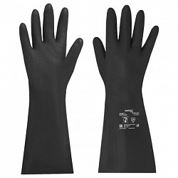 Перчатки латексные КЩС-1 ULTRA STRONG химически устойчивые двухслойные чёрные, размер 9-9,5, L (большой), RABBITEX (РАББИТЕКС) EXPERT 609272