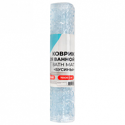 Коврик для ванны противоскользящий 70х36см, "Бусины", прозрачный, ПВХ, присоски, PRIMILA (ПРИМИЛА), 700366