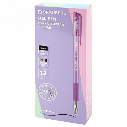 Ручка гелевая с грипом "PASTEL", BRAUBERG, ЧЕРНАЯ, стандартный узел 0,5 мм, линия письма 0,35 мм, 273254